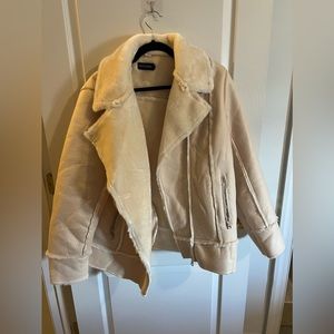 PrettyLittleThing Cream Faux Shearling Jacket